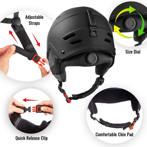  TurboSke Ski Helmet, Snowboard Helmet, Snow Sports Helmet, Audio Compatible for Men Women and Youth