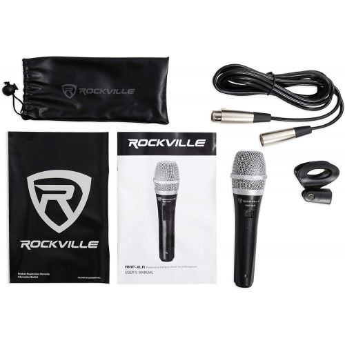  3 Rockville RMP-XLR Dynamic Cardioid Pro Microphones + 10 XLR Cables+3 Clips