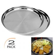Swara Online Premium Heavy Duty Stainless Steel Plates (2-Pack)Round Plates Great for Kids, Lunches, Portion Control, Camping || Stainless Steel Round Lunch Plate/Dinner Plate, Tiffin Plate,Foo