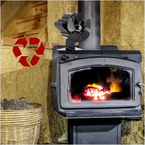  HOUHOU Ston Store Black Fireplace Fan with 5 Blades Heat Powered Stove Fan No Battery Or Electricity Required Log Wood Burner Eco Quiet Fan