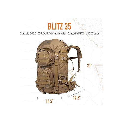  Mystery Ranch Blitz 35 Backpack - Tactical Daypack Molle Hiking Packs, 35L, L/XL,Coyote