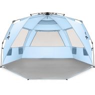 Easthills Outdoors Instant Shader Deluxe XL Beach Tent Easy Up 99 Wide for 4-6 Person Sun Shelter - Extended Zippered Porch Included Blue
