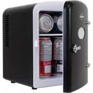 [아마존베스트]Koolatron KRT04-B Retro Personal Cooler 4 Liter/6 Can AC/DC Portable Mini Fridge, Thermoelectric Cooler in Black - for Cars, Homes, Offices, Bedroom and Dorms