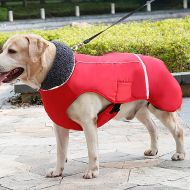Fohee Winter Fashion Pet Dog Jacket Coats, Harness Hole/Warm/Flexible/Wearable, Dogs Vest Clothing (S-3XL),Red,XXXL