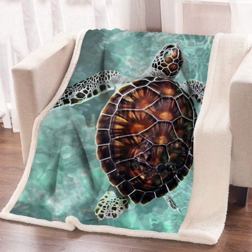  Arightex Turtle Blankets and Throws for Adults Women Men Sea Turtle Fleece Blanket Undersea Turtle Sherpa Blanket Soft Plush Blanket Twin Size Green Turquoise Fuzzy Blanket Turtle