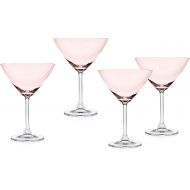 [아마존베스트]Godinger Meridian Martini Beverage Glass Goblet  Blush Pink -Set of 4
