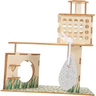 DOITOOL Hamster Climbing Frame Villa Reptile Toys Rabbit Castle Bunny Hideout Hamster Toys Chew Toy Animal Fence Hamster Accessories Small Animal Activity Toy Wood House Chinchilla