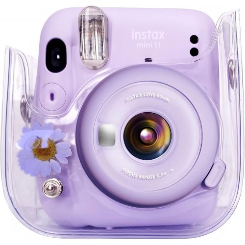  Elvam Camera Case Bag Purse Compatible with Fujifilm Mini 11 / Mini 9 / Mini 8/8+ Instant Camera with Detachable Adjustable Strap - Purple Flower