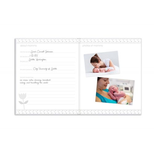  Pearhead First 5 Years Baby Memory Book with Sonogram Photo Insert, Black and Gold Polka Dot