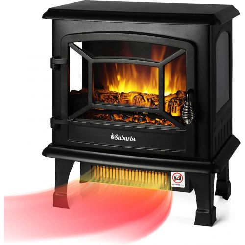  TURBRO Suburbs 20 Inches Infrared Electric Fireplace Stove, 1400W Freestanding Fireplace Heater with Overheating Safety Protection, Portable Indoor Space Heater