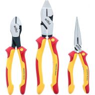 Wiha 32968 3 Piece Insulated Industrial Grip Pliers and Cutters Set, Red