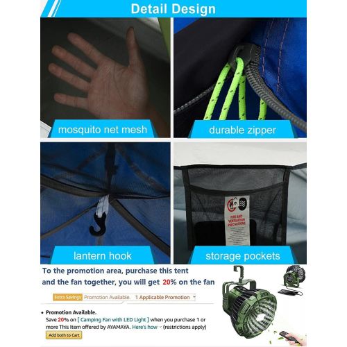  Pop?Up?Tents?for?Camping?3-4?Person?Automatic?Setup?-?AYAMAYA?[2?in?1?Design]?Double?Layer?Waterproof?Instant&