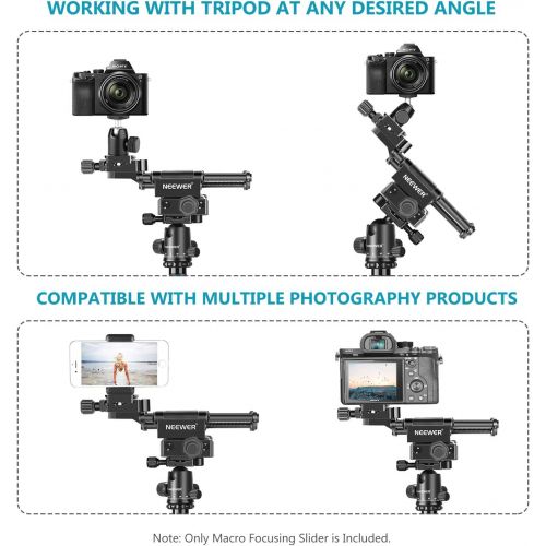 니워 [아마존베스트]Neewer Pro 4-Way Macro Focusing Focus Rail Slider with 1/4-Inch Quick Shoe Plate Compatible with Canon Nikon Pentax Olympus Sony and Other DSLR Cameras and Camcordes Great for Clos