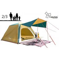 Odoland Vidalido 6.5x6.5x4.3Square Double Door Curtain 2-3 Person Family Outdoor Camping Tent 4 Season Double Layers Waterproof Anti-UV Windproof Tents
