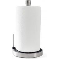 Umbra Spin Click N Tear Paper Towel Holder Stand for Countertop - One-Handed Tear, Nickel/Black