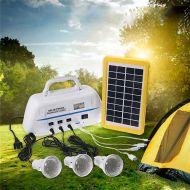 JEZBSY Portable Solar Generator System with Rechargeable Battery & 3W Solar Panel & 3pcs LED Light Bulbs