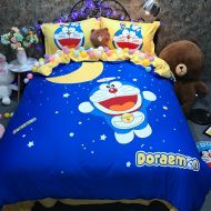 Casa 100% Cotton Kids Bedding Set Boys Girls Doraemon The First Duvet Cover and Pillow Cases and Flat Sheet,Boys Girls,4 Pieces,Queen