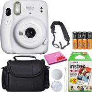 Fujifilm Instax Mini 11 Instant Camera (Ice White) (16654798) Deluxe Bundle -Includes- (20) Instax Mini Instant Films + Carrying Case + Batteries + Neck Strap