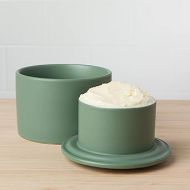 Now Designs French-Style Stoneware Butter Crock for The Counter, Elm Green