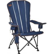 Outsunny Folding Camping Chair, Beach Lounge Chair with High Back, Durable Oxford Fabric, Built-in Cup Holder, Bottle Opener, Blue