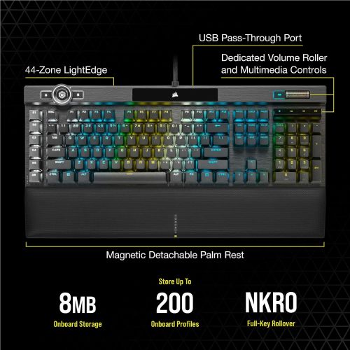 커세어 [아마존베스트]Corsair K100 RGB Mechanical Gaming Keyboard - Cherry MX Speed RGB Silver Keyswitches - AXON Hyper-Processing Technology for 4X Faster Throughput - 44-Zone RGB LightEdge - PBT Doubl
