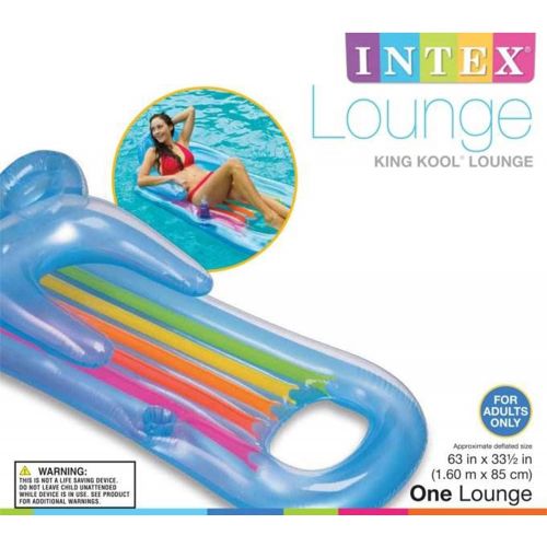 인텍스 Intex King Kool Lounge Inflatable Swimming Pool Lounger with Headrest (3 Pack)