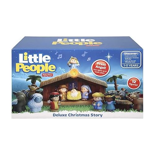 피셔프라이스 Fisher-Price Little People Deluxe Christmas Story, Nativity Playset with Light, Music and Figures for Toddlers Ages 1 and Up