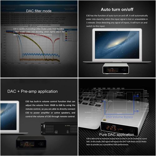  [아마존베스트]Dilvpoetry Topping E30 DSD Desktop USB DAC AK4493 Stereo Digital Audio Decoder DSD512 32 Bit/768 kHz USB Coaxial Optics with Remote Control (Blue)