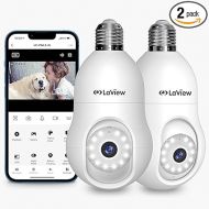 4MP Bulb Security Camera 2.4GHz,360° 2K Security Cameras Wireless Outdoor Indoor Full Color Day and Night, Motion Detection, Audible Alarm, Easy Installation, Compatible with Alexa (2 Pack)