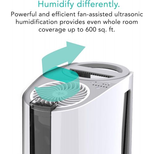 보네이도 Vornado UH100 Ultrasonic Cool Mist Humidifier with Fan-Assisted Whole Room Humidification, Auto Humidity Control, Easy View 1 Gallon Water Tank, White