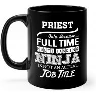Okaytee Priest Mug Gifts 11oz Black Ceramic Coffee Cup - Priest Multitasking Ninja Mug