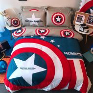 Casa 100% Cotton Kids Bedding Set Boys Captain America Duvet Cover and Pillow Cases and Flat Sheet,Boys,4 Pieces,King