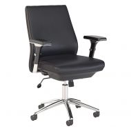 Bush Business Furniture Studio C Mid Back Leather Executive Office Chair in Black