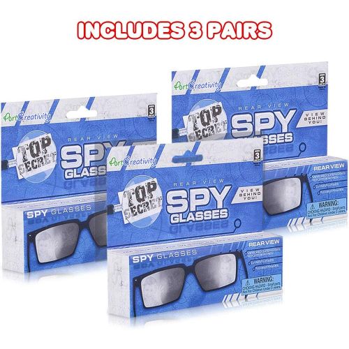  [아마존베스트]ArtCreativity Spy Glasses for Kids - Set of 3 - See Behind You Sunglasses with Rear View Mirrors - Fun Party Favors, Detective Gadgets, Secret Agent Costume Props, Gift Idea for Bo