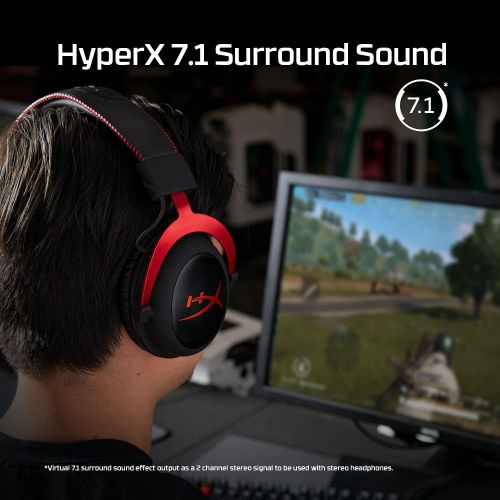  [아마존베스트]HyperX Cloud II - Gaming Headset, 7.1 Surround Sound, Memory Foam Ear Pads, Durable Aluminum Frame, Detachable Microphone, Works with PC, PS4, Xbox One - Red