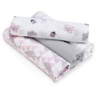 Aden aden by aden + anais Lucky 4-Pack Swaddleplus, 100% Cotton Muslin Swaddles, 44 x 44 in