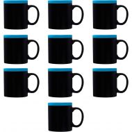 DISCOUNT PROMOS 10 Glam Two Tone Matte Coffee Mugs Set, 11 oz. - Stoneware, Matte, Durable, C-handle - Light Blue