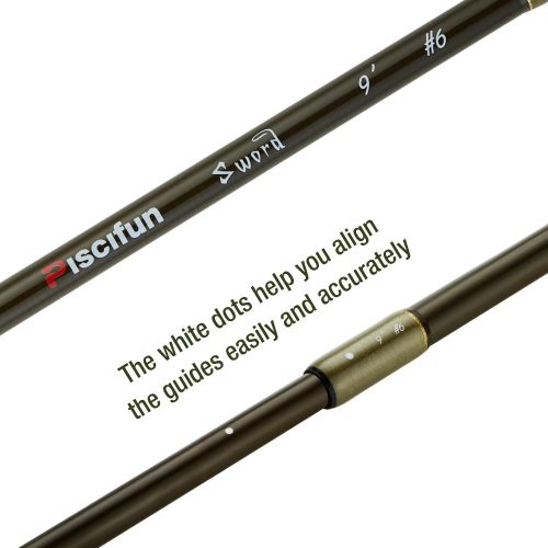  Piscifun Sword Fly Fishing Rod 4 Piece 9ft Graphite- IM7 Carbon Fiber Blank - Accurate Placement - Ingenious Design - Chromed Guide and Durable Rod Tube (Size: 4/5/6/7/9wt)