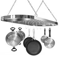 Sorbus Pot and Pan Rack for Ceiling with Hooks  Decorative Oval Mounted Storage Rack  Multi-Purpose Organizer for Home, Restaurant, Kitchen Cookware, Utensils, Books, Household (