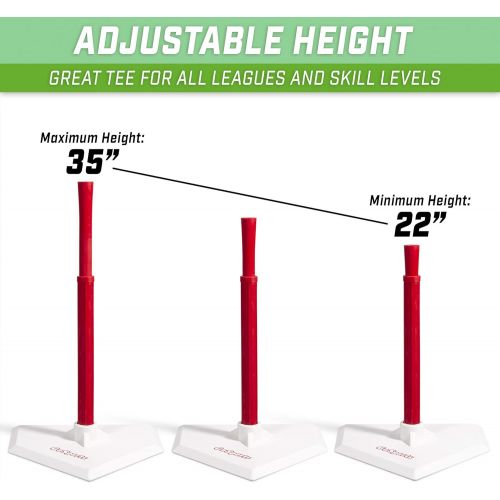  GoSports Baseball & Softball Batting Tee - Adjustable Height Rubber Tee for All Leagues and Skill Levels