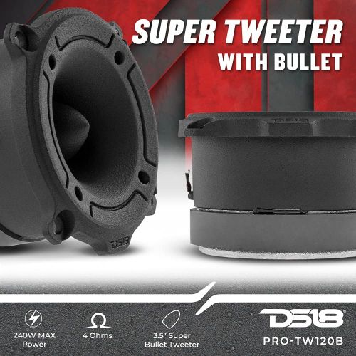  [아마존베스트]DS18 PRO-TW120B Super Tweeter in Black - 1, Aluminum Frame and Diaphragm, 300W Max, 200W RMS, 4 Ohms, Built In Crossover - PRO Tweeters Are the Best in the Pro Audio and Voceteo Ma