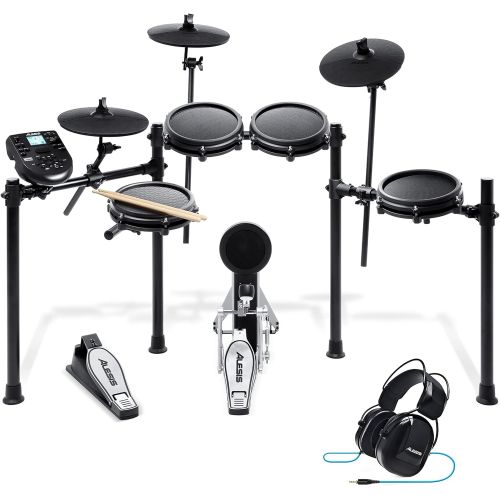  [아마존베스트]Alesis Nitro Mesh Kit  Eight Piece Mesh Electronic Drum Set With 385 Sounds + DRP100  Extreme Audio-Isolation Electronic Drum Reference-Headphones