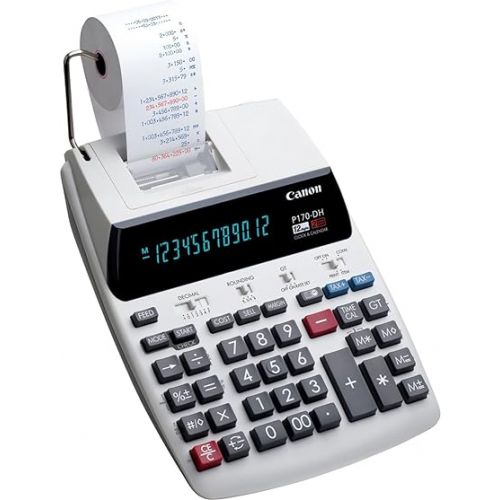 캐논 Canon Office Products 2204C001 Canon P170-DH-3 Desktop Printing Calculator with Currency Conversion, Clock & Calendar, and Time Calculation, Black/White/Silver, 14.60 Inch x 9.60 Inch x 3.00 Inch