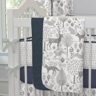 Carousel Designs Navy and Gray Woodland Crib Blanket