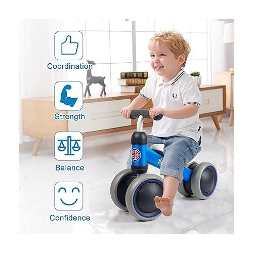  Ancaixin Baby Balance Bikes for 1 Year Old Boy Girl, Best First Birthday Gifts for Toddler from Standing to Running, Riding Toys for 1+ Years Old, No Pedal Infant 4 Wheels Baby Bicycle