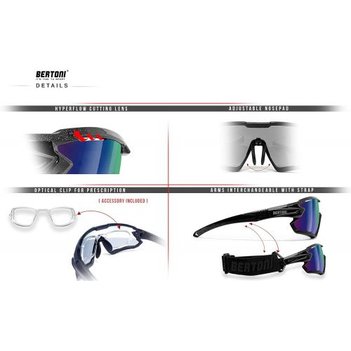  [아마존베스트]BERTONI Sport Sunglasses Polarized Photochromic Cycling MTB w. Prescription Carrier QUASAR