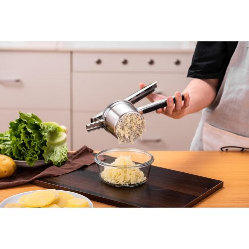  Anpro Potato Ricer and Masher, Stainless Steel Fruit and Vegetables Masher Food Ricer Press Strainer Potato Mashers Ricers: Kitchen & Dining