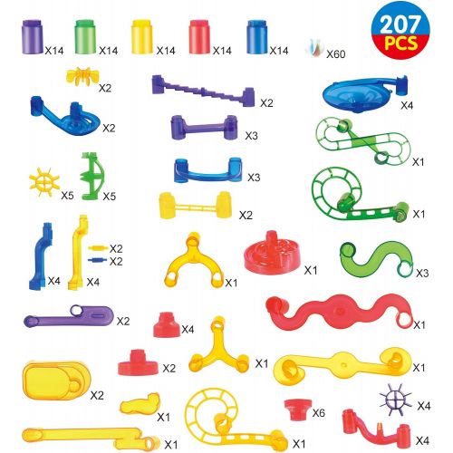  [아마존베스트]JOYIN Marble Run Premium Toy Set (170 Pcs), Construction Building Blocks Toys, STEM Educational Building Block Toy(120 Plastic Pieces + 50 Glass Marbles)