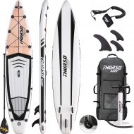 THURSO SURF Expedition Touring Inflatable Stand Up Paddle Board SUP 116 x 30 x 6 Two Layer Deluxe Package Includes Carbon Shaft Paddle/2+1 Quick Lock Fins/Leash/Pump/Roller Backpac