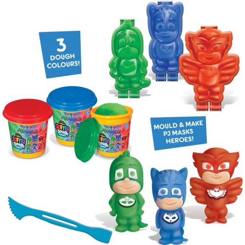  [아마존베스트]Cra-Z-Art PJ Masks Softee Dough 3D Maker Action Figure Mold N Play, Red, Blue, Green
